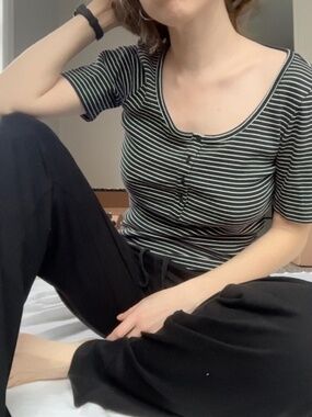 COS Ribbed Henley T-Shirt – Size S – Like New